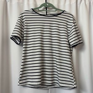SHEIN White & Black Striped Short Sleeve Viscose T-Shirt Size Small
